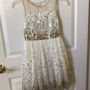 Gold and white sequin dress